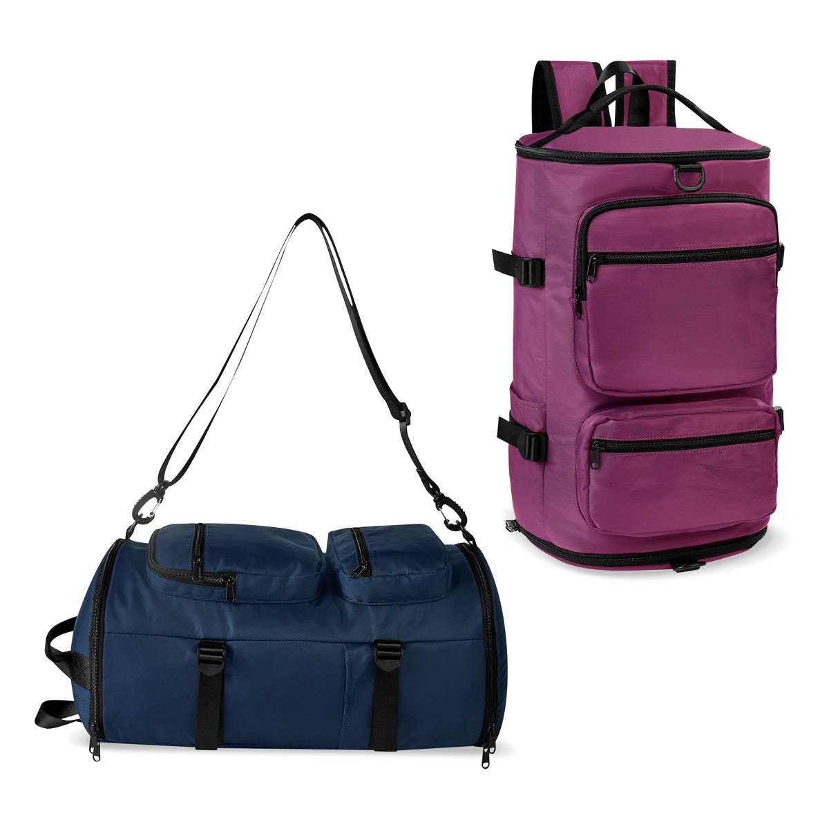 Mochila maleta promocional personalizada para empresas con compartimento para laptop de 17 pulgadas y espacio independiente para calzado.