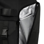 Mochila de viaje promocional personalizada para empresas con compartimento para laptop de 16 pulgadas y bolsillos laterales funcionales.