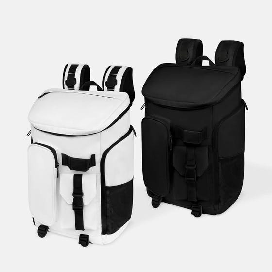 Mochila de viaje promocional personalizada para empresas con compartimento para laptop de 16 pulgadas y bolsillos laterales funcionales.