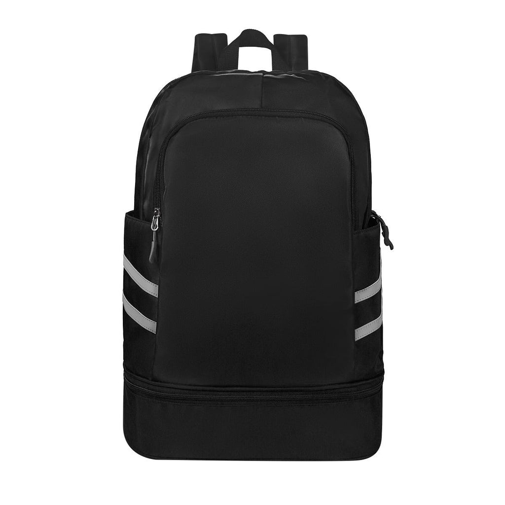 Mochila deportiva promocional personalizada con compartimento para calzado y bolsillo impermeable para ropa húmeda.