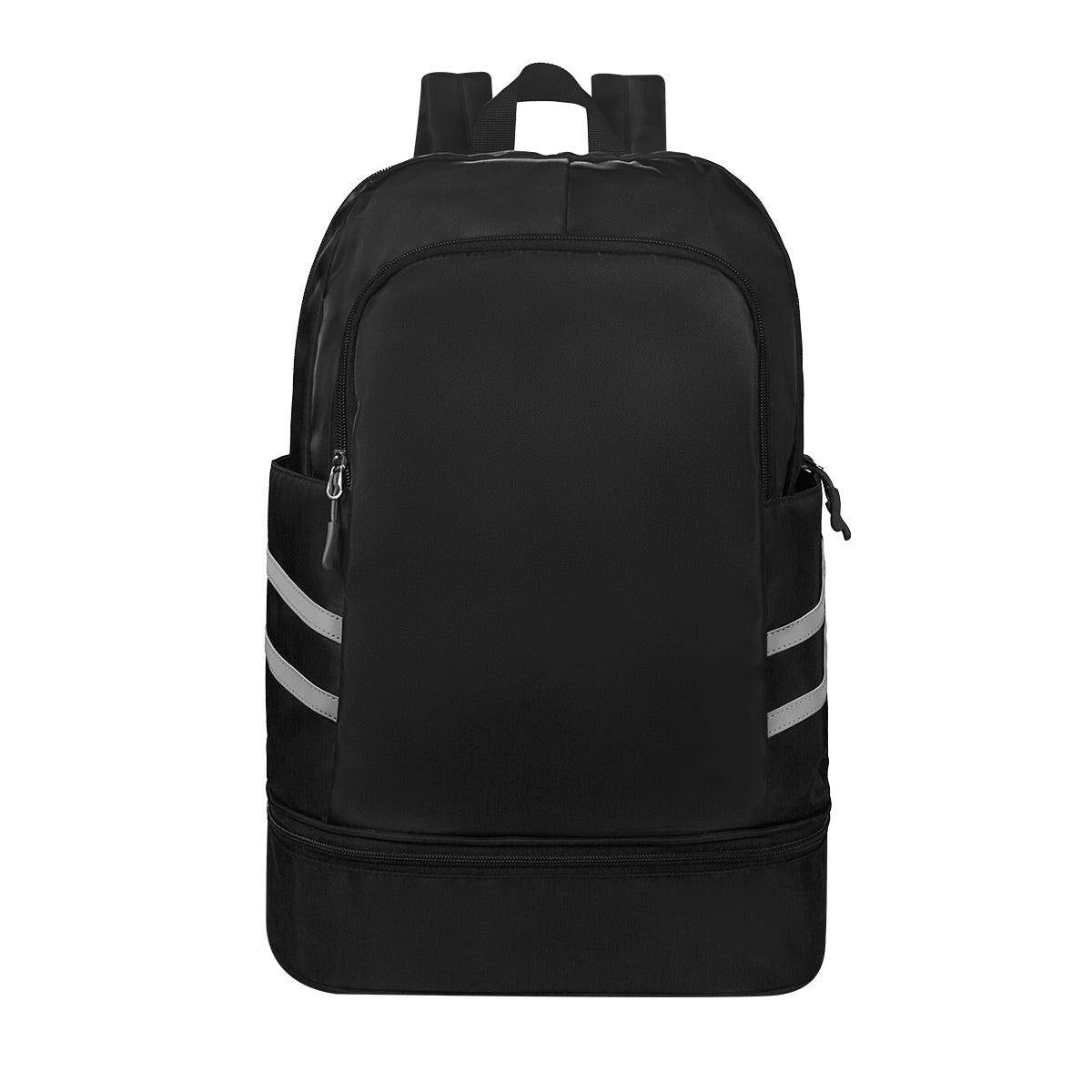 Mochila deportiva promocional personalizada con compartimento para calzado y bolsillo impermeable para ropa húmeda.