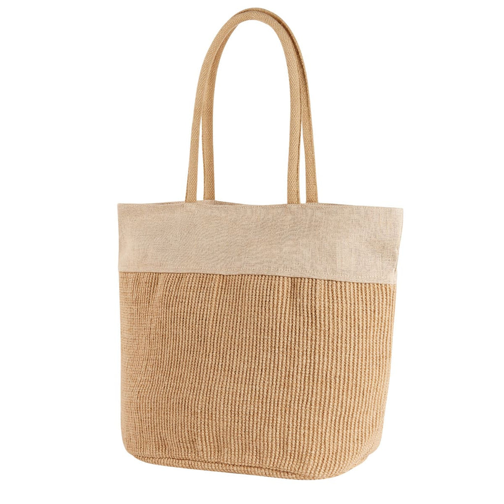 Bolsa ecológica personalizada de yute y algodón con cierre, asas de algodón y amplio espacio para promociones empresariales.