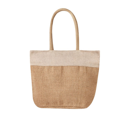 Bolsa ecológica personalizada de yute y algodón con cierre, asas de algodón y amplio espacio para promociones empresariales.