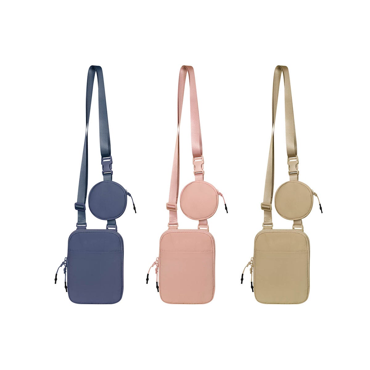 Bolso crossbody de viaje personalizado con compartimentos, correa ajustable y monedero para empresas.