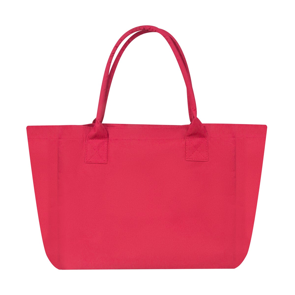 Bolsa promocional personalizada de poliéster con fuelle, asas reforzadas y bolsillo interno para eventos corporativos.