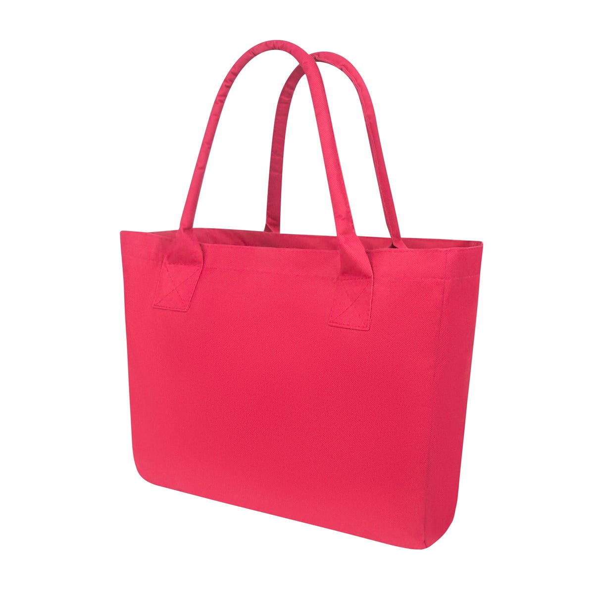 Bolsa promocional personalizada de poliéster con fuelle, asas reforzadas y bolsillo interno para eventos corporativos.