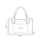 Bolsa promocional personalizada de poliéster con fuelle, asas reforzadas y bolsillo interno para eventos corporativos.