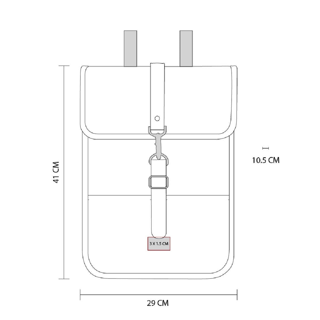 Mochila ejecutiva personalizada de curpiel con placa metálica para grabado láser y compartimento para laptop de 14 pulgadas.