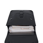 Mochila ejecutiva personalizada de curpiel con placa metálica para grabado láser y compartimento para laptop de 14 pulgadas.