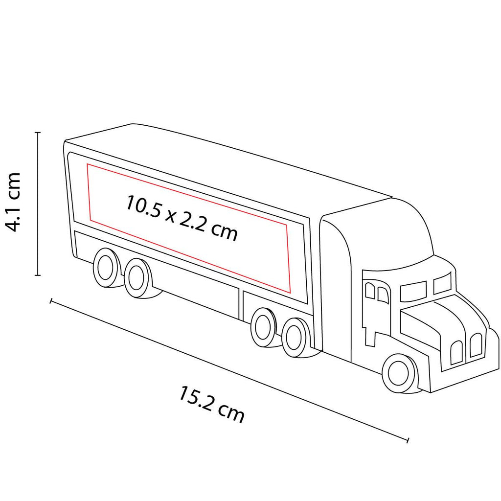 Anti-stress promocional con figura de tráiler personalizado para empresas de transporte y logística.