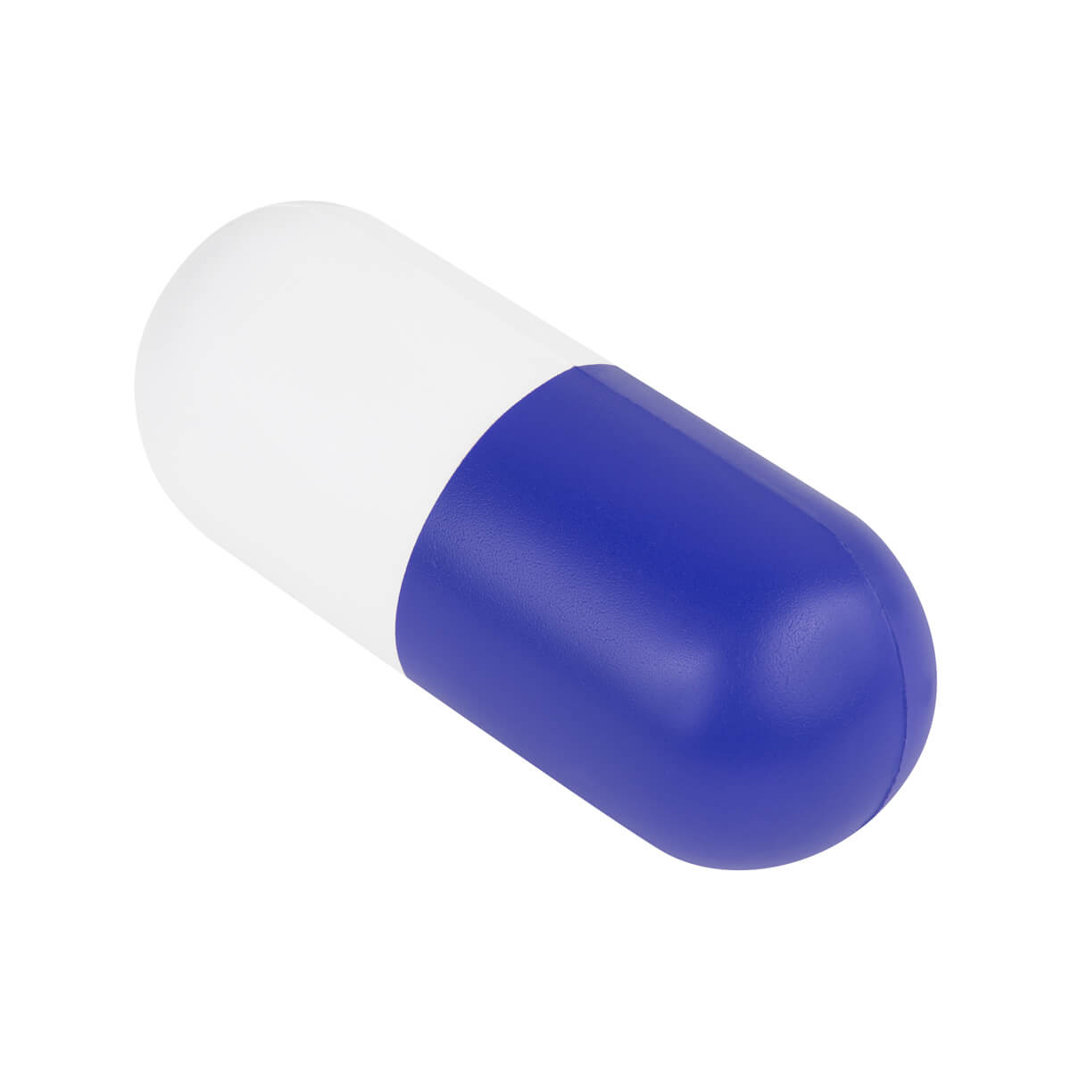 Anti-stress promocional con forma de cápsula personalizado para empresas y eventos del sector salud.