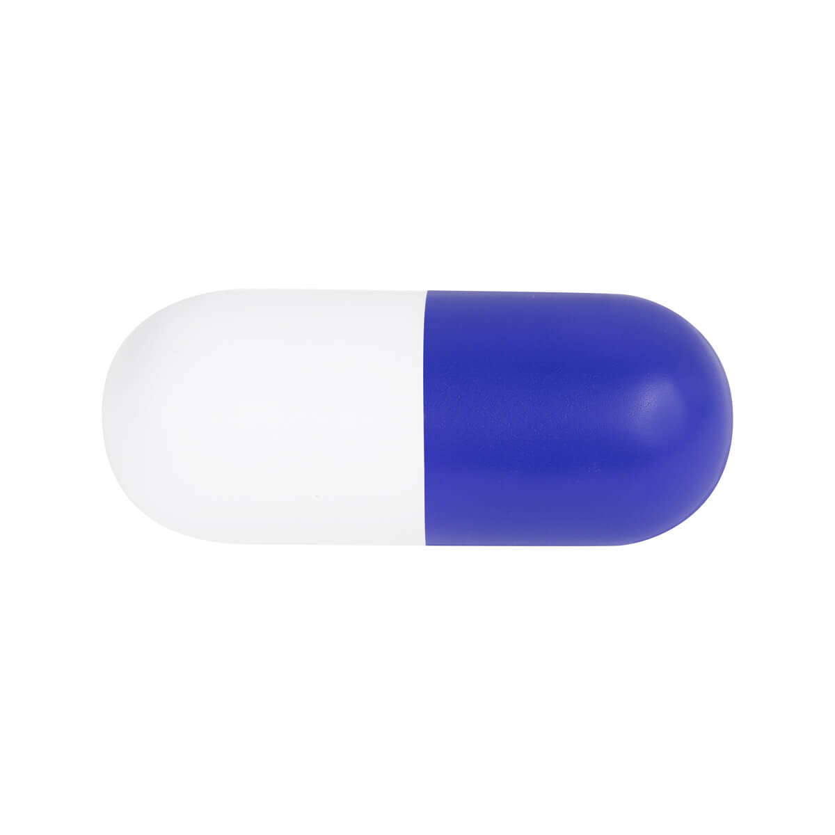 Anti-stress promocional con forma de cápsula personalizado para empresas y eventos del sector salud.