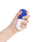Anti-stress promocional con forma de cápsula personalizado para empresas y eventos del sector salud.