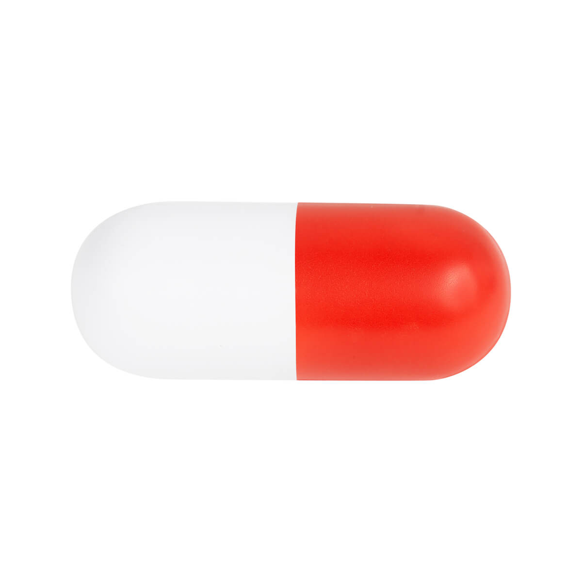 Anti-stress promocional con forma de cápsula personalizado para empresas y eventos del sector salud.