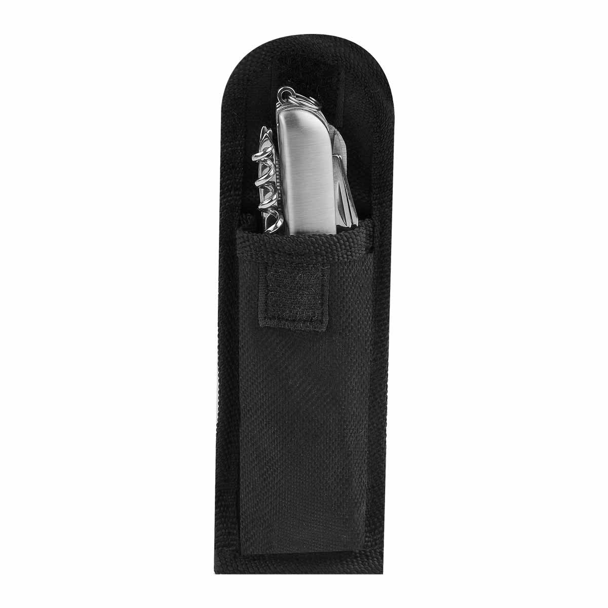 Navaja multiherramienta de bolsillo de metal con 11 funciones y lámpara LED personalizada.