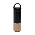 Termo de acero inoxidable y bambú personalizado de 400 ml con cierre al vacío y caja individual para empresas.