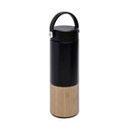 Termo de acero inoxidable y bambú personalizado de 400 ml con cierre al vacío y caja individual para empresas.