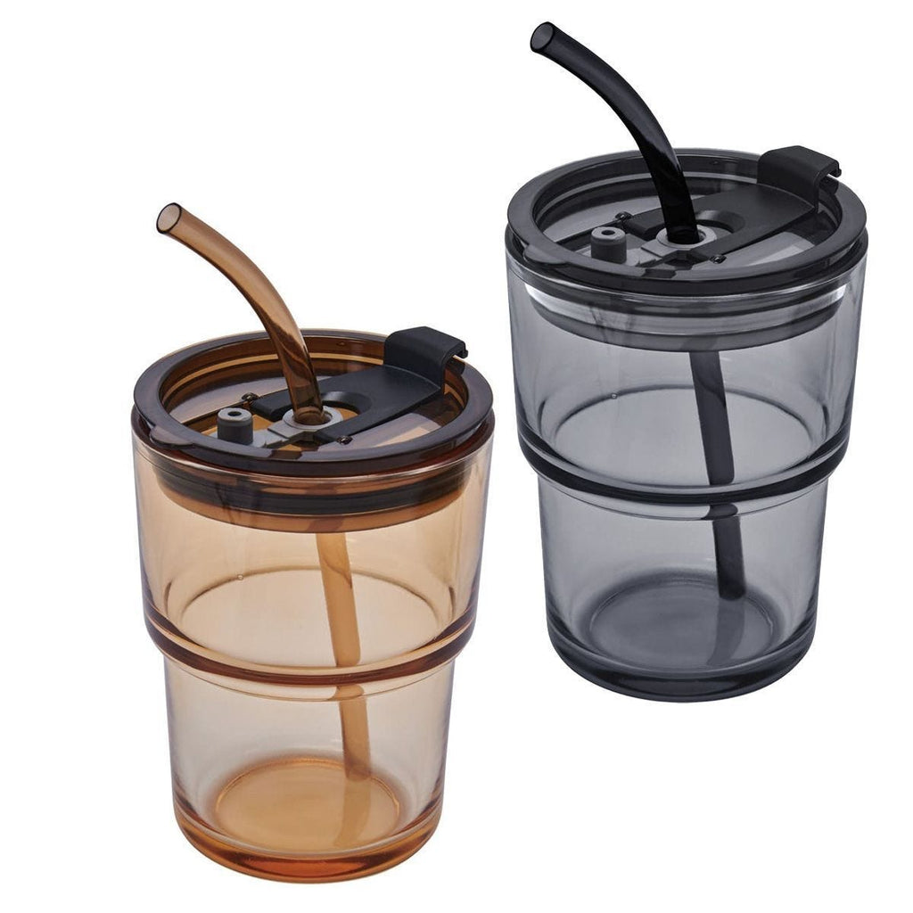 Vaso de vidrio personalizado de 450 ml con tapa, popote reutilizable y personalización para empresas.