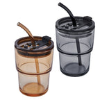 Vaso de vidrio personalizado de 450 ml con tapa, popote reutilizable y personalización para empresas.
