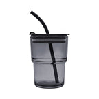 Vaso de vidrio personalizado de 450 ml con tapa, popote reutilizable y personalización para empresas.