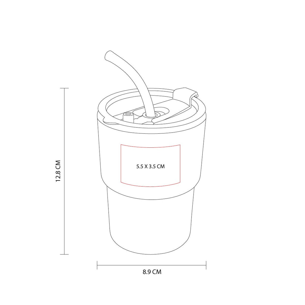 Vaso de vidrio personalizado de 450 ml con tapa, popote reutilizable y personalización para empresas.