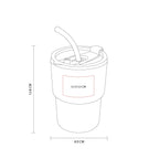Vaso de vidrio personalizado de 450 ml con tapa, popote reutilizable y personalización para empresas.