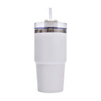 Termo de acero inoxidable personalizado de 590 ml con popote, tapa de tres posiciones y acabado rugoso para empresas.