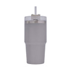 Termo de acero inoxidable personalizado de 590 ml con popote, tapa de tres posiciones y acabado rugoso para empresas.