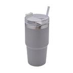 Termo de acero inoxidable personalizado de 590 ml con popote, tapa de tres posiciones y acabado rugoso para empresas.
