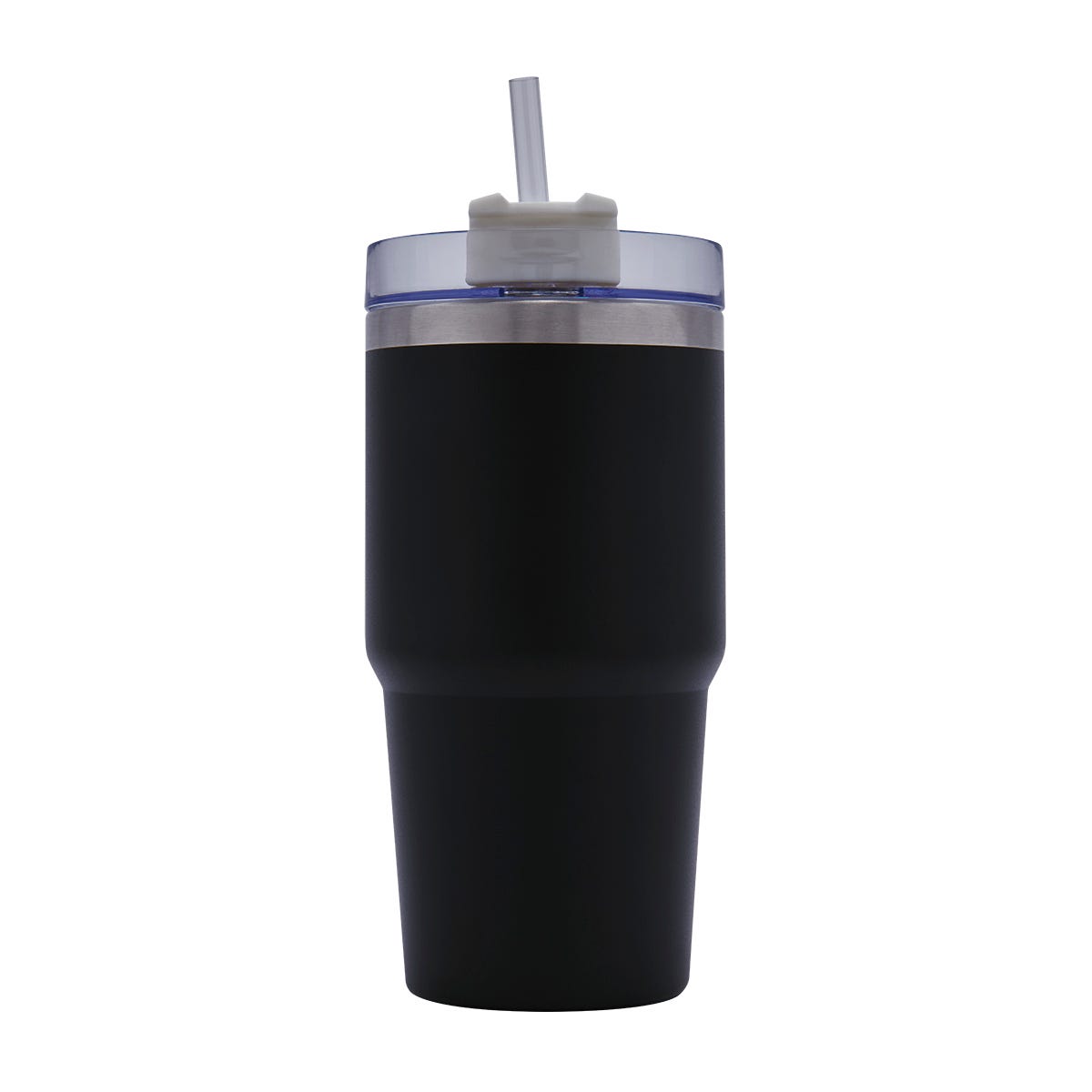 Termo de acero inoxidable personalizado de 590 ml con popote, tapa de tres posiciones y acabado rugoso para empresas.