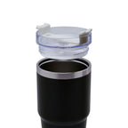 Termo de acero inoxidable personalizado de 590 ml con popote, tapa de tres posiciones y acabado rugoso para empresas.
