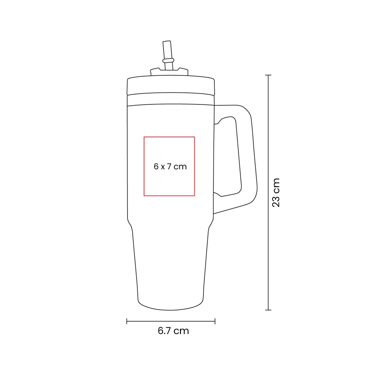 Termo de acero inoxidable personalizado de 850 ml con popote, asa y tapa de tres posiciones para empresas.