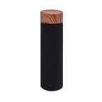 Termo de acero inoxidable personalizado de 480 ml con filtro, acabado rubber y tapa con simulación de madera para empresas.