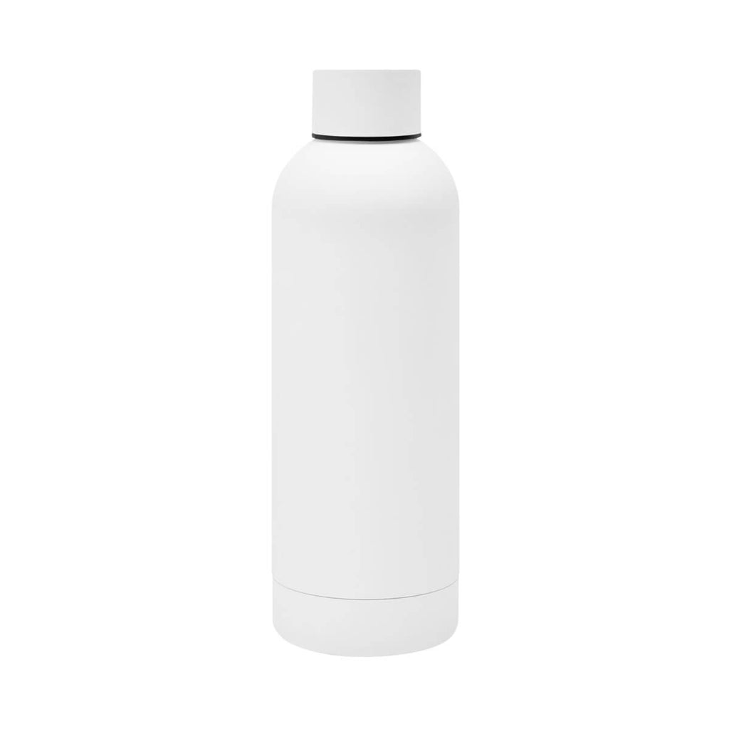 Termo de acero inoxidable personalizado de 520 ml con acabado rubber, doble pared y cerrado al vacío para empresas.