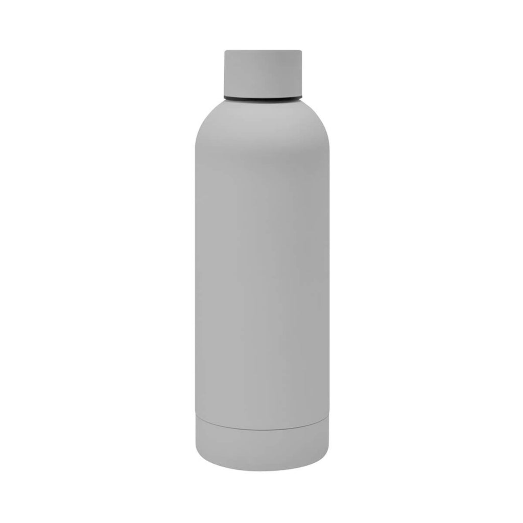 Termo de acero inoxidable personalizado de 520 ml con acabado rubber, doble pared y cerrado al vacío para empresas.