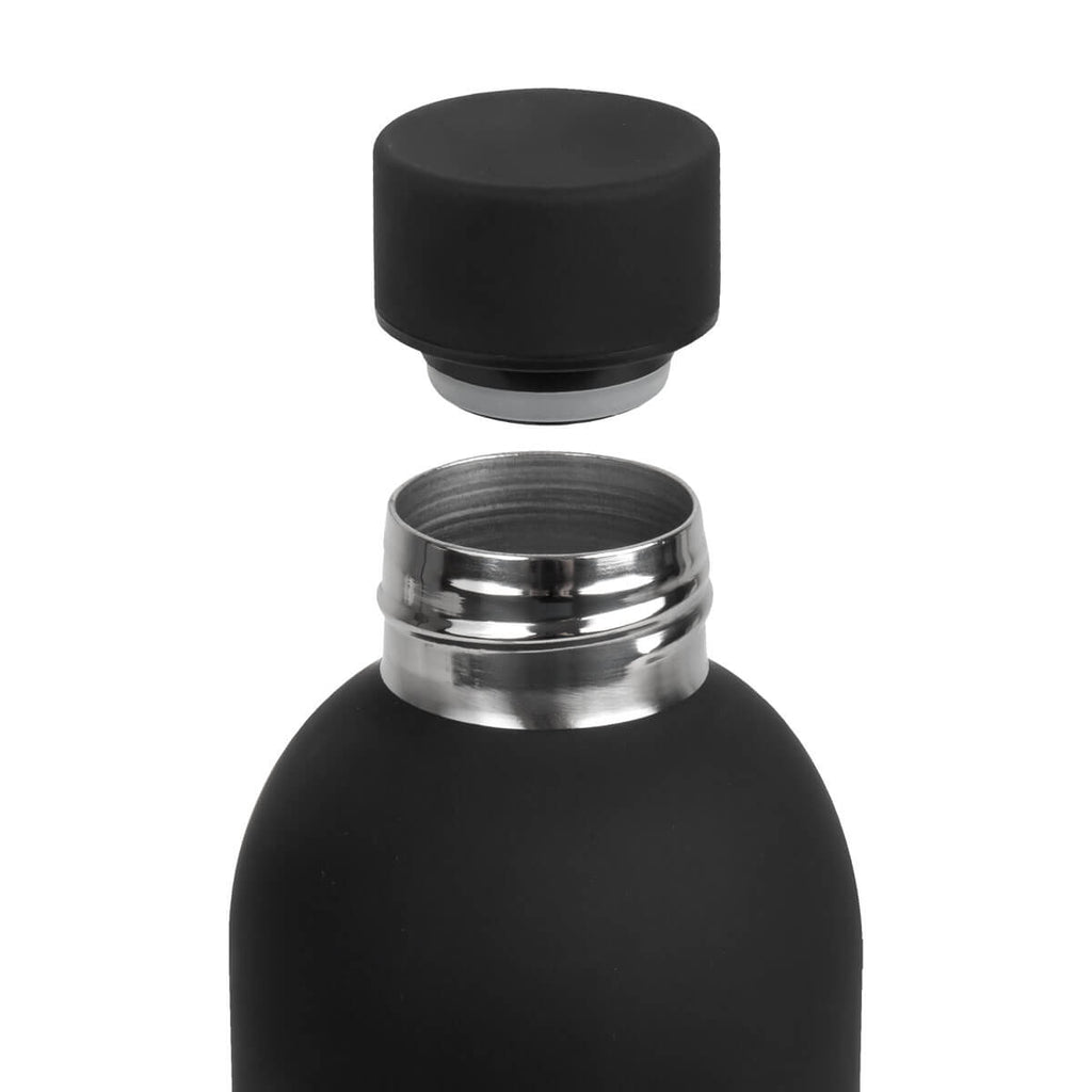 Termo de acero inoxidable personalizado de 520 ml con acabado rubber, doble pared y cerrado al vacío para empresas.