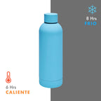 Termo de acero inoxidable personalizado de 520 ml con acabado rubber, doble pared y cerrado al vacío para empresas.