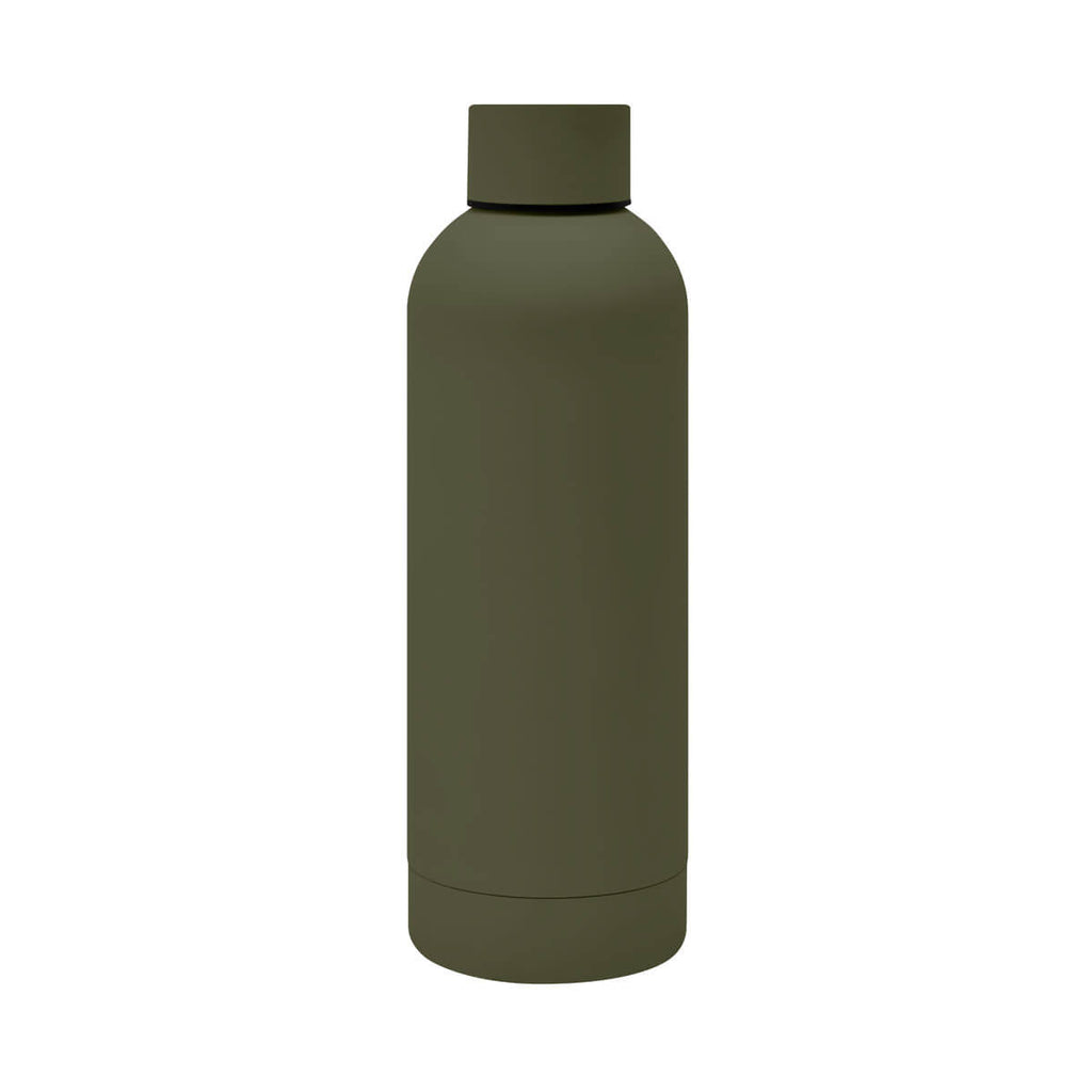 Termo de acero inoxidable personalizado de 520 ml con acabado rubber, doble pared y cerrado al vacío para empresas.