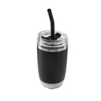 Termo de acero inoxidable personalizado de 470 ml con popote metálico y tapa push para empresas.