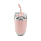 Termo de acero inoxidable personalizado de 470 ml con popote metálico y tapa push para empresas.