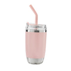 Termo de acero inoxidable personalizado de 470 ml con popote metálico y tapa push para empresas.