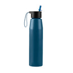 Cilindro de aluminio personalizado de 700 ml con popote, boquilla plegable y asa de silicón para empresas.