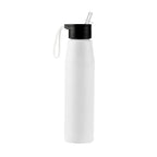 Cilindro de aluminio personalizado de 700 ml con popote, boquilla plegable y asa de silicón para empresas.
