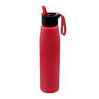 Cilindro de aluminio personalizado de 700 ml con popote, boquilla plegable y asa de silicón para empresas.