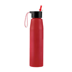 Cilindro de aluminio personalizado de 700 ml con popote, boquilla plegable y asa de silicón para empresas.