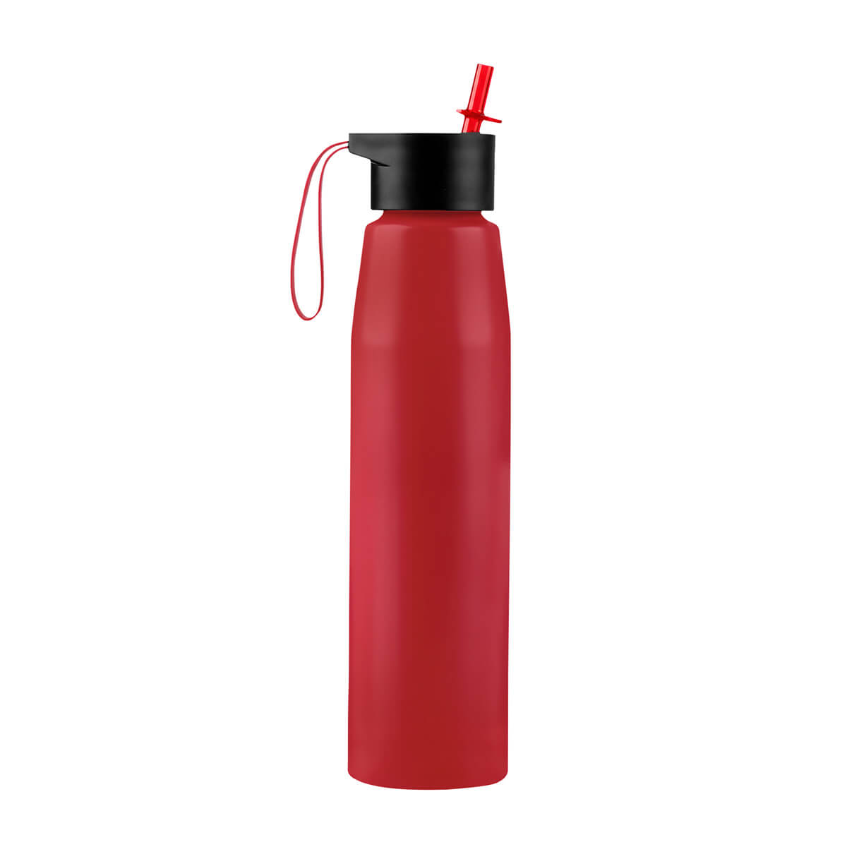 Cilindro de aluminio personalizado de 700 ml con popote, boquilla plegable y asa de silicón para empresas.