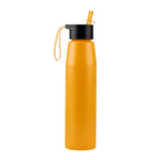Cilindro de aluminio personalizado de 700 ml con popote, boquilla plegable y asa de silicón para empresas.