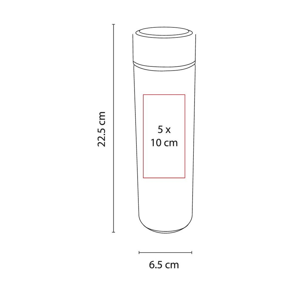 Termo de acero inoxidable personalizado de 500 ml con doble pared, infusionador y grabado láser para empresas.