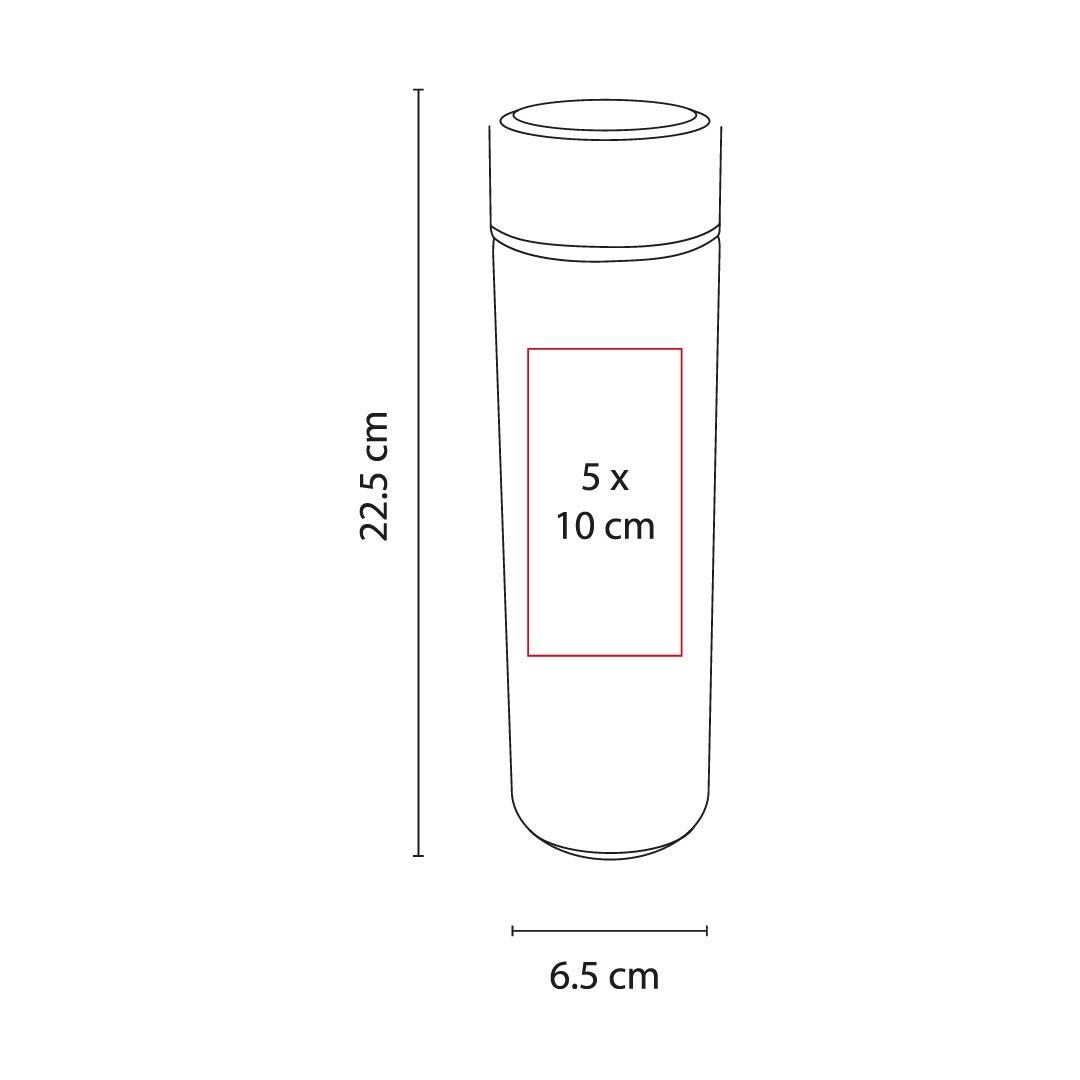 Termo de acero inoxidable personalizado de 500 ml con doble pared, infusionador y grabado láser para empresas.
